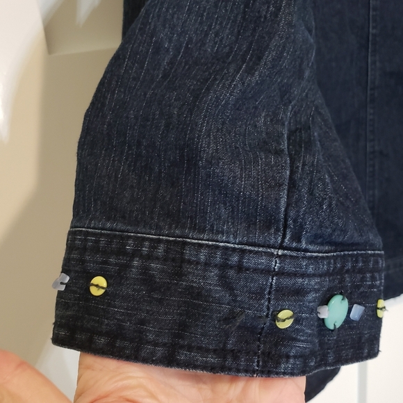 Alfred Dunner Denim Shacket Button Down Size 18 Shirt Jacket Butterflies Embroid - Picture 11 of 11